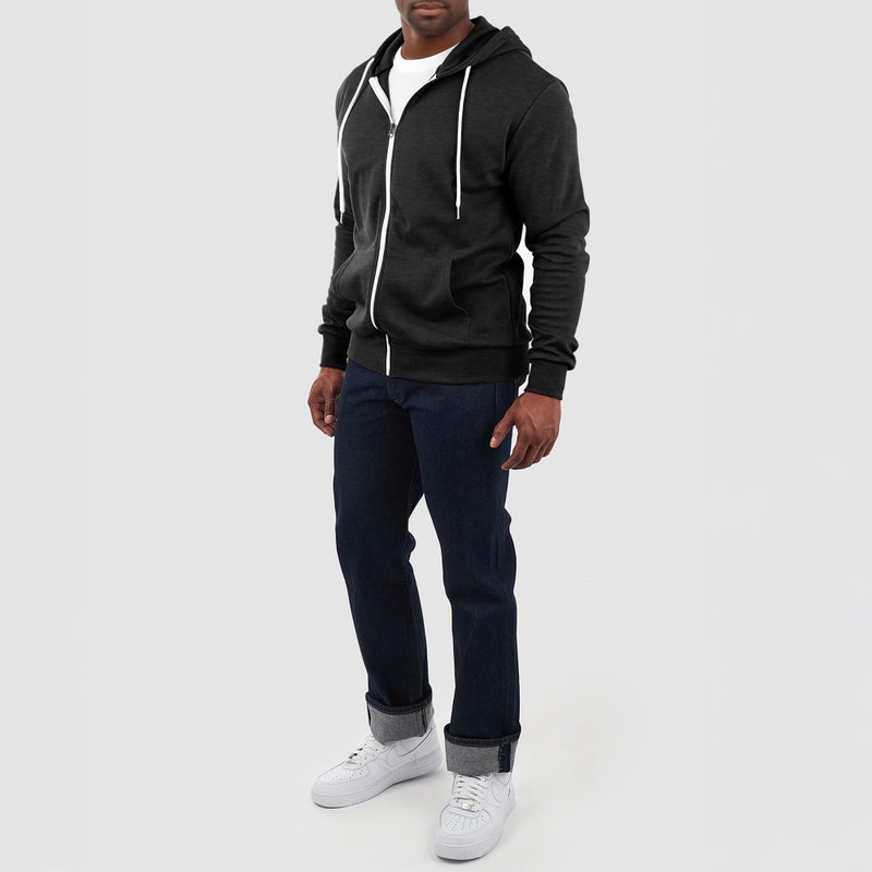 Ohoo Men's Zip Up Hoodie Lightweight Slim Fit Sweatshirt Full Zip Hooded Jacket / DCF002-CHARCOAL-M - Image 4